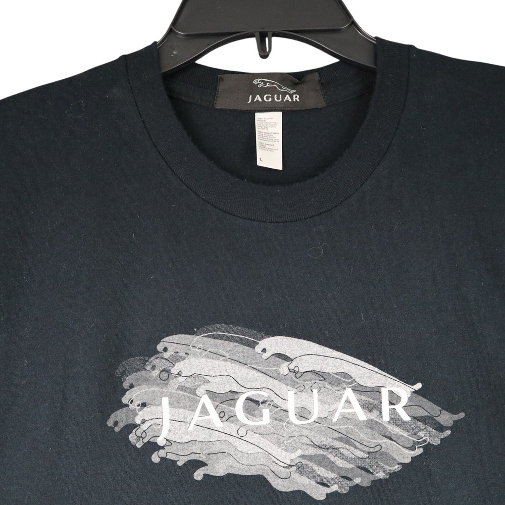 Jaguar Brand Graphic Tee Mens L Black Motion Logo Short Sleeve Car Enthusiast